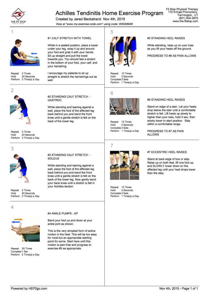 Achille Tendon Home Exercise Program