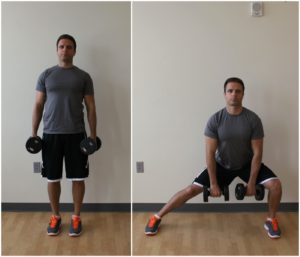 side lunge exercise dumbbells