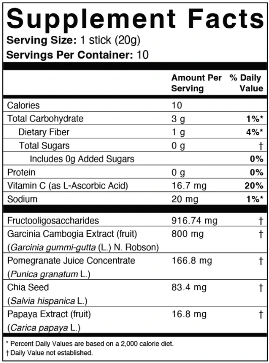 Hinuki Lean Habit Jelly Sticks Supplement Facts