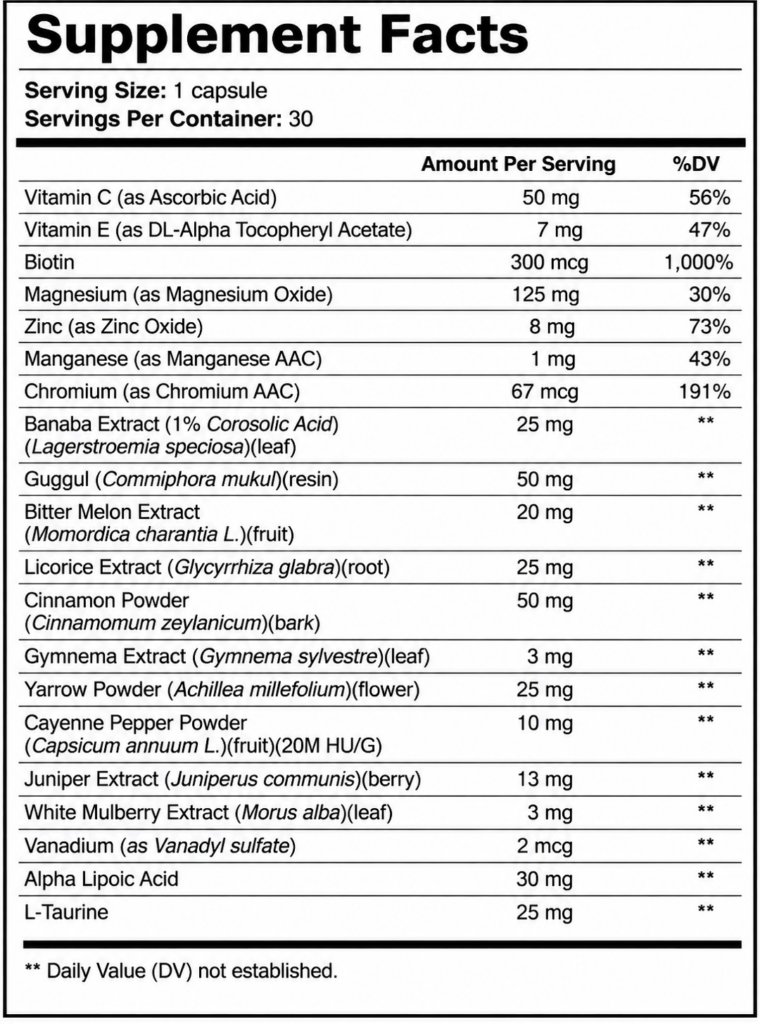 Evo Slim Supplement Fact